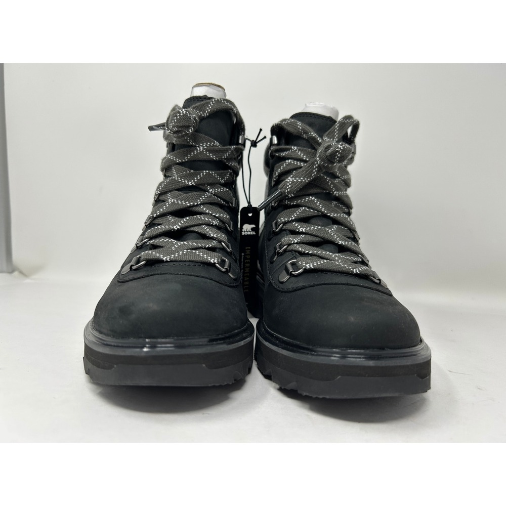 Sorel Lennox Hiker Boots Womens Black Waterproof Leather Snake Embossed Lace 7.5 - Picture 5 of 11